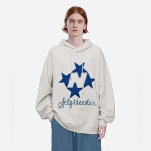 AELFRIC EDEN STELLARIS EMBROIDERED HOODIE SIZE SMALL GREY NWT in packaging‎